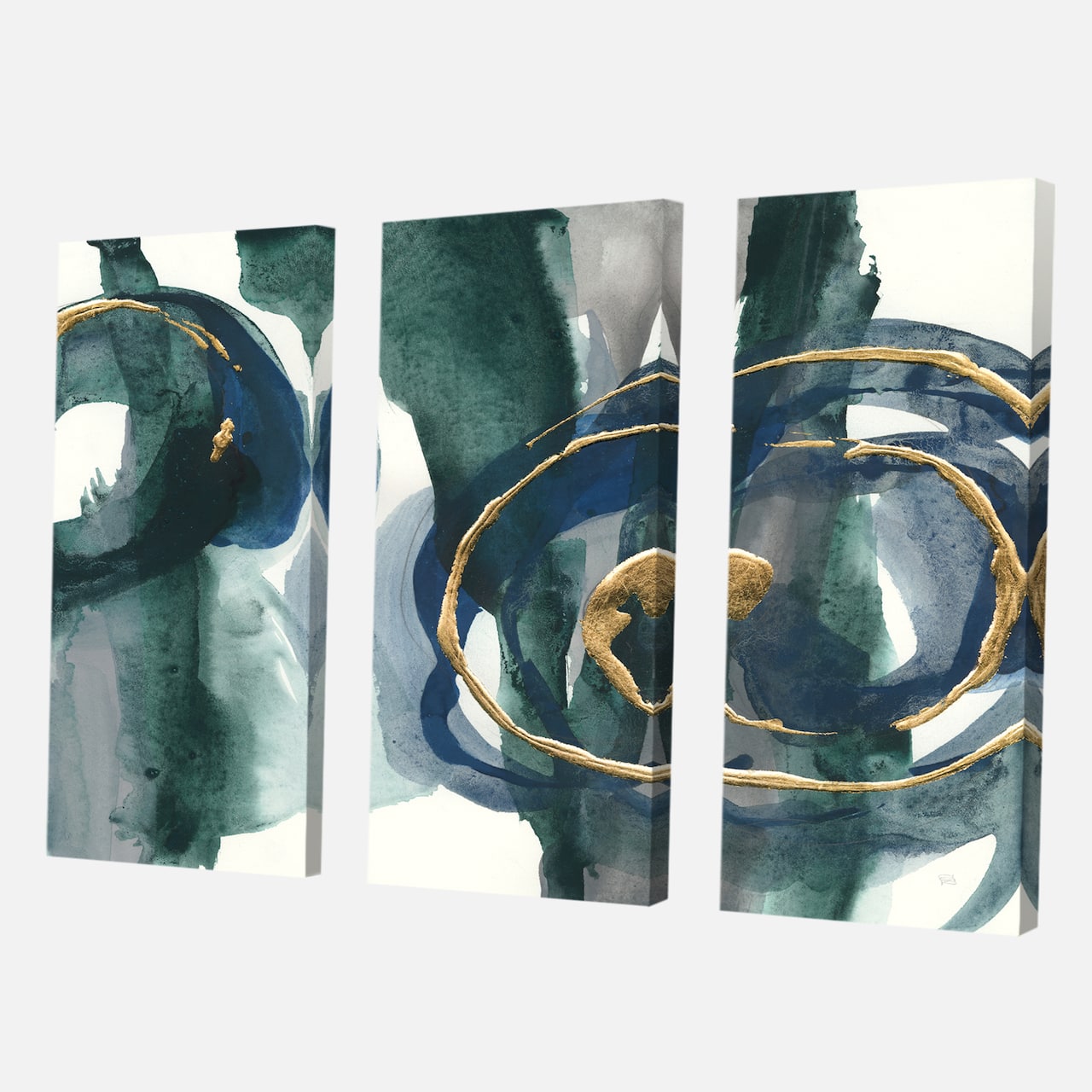 Designart - Mettalic Indigo and Gold III - Posh & Luxe Canvas Artwork